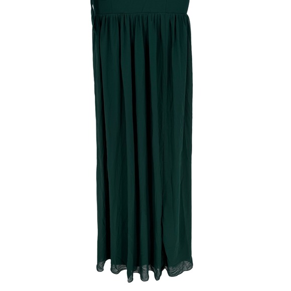 Lulus Radiant Charisma Emerald Chiffon Ruched Tie-Strap Maxi Dress Size M - Picture 5 of 11